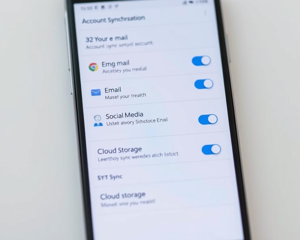 Sincronização de contas no smartphone
