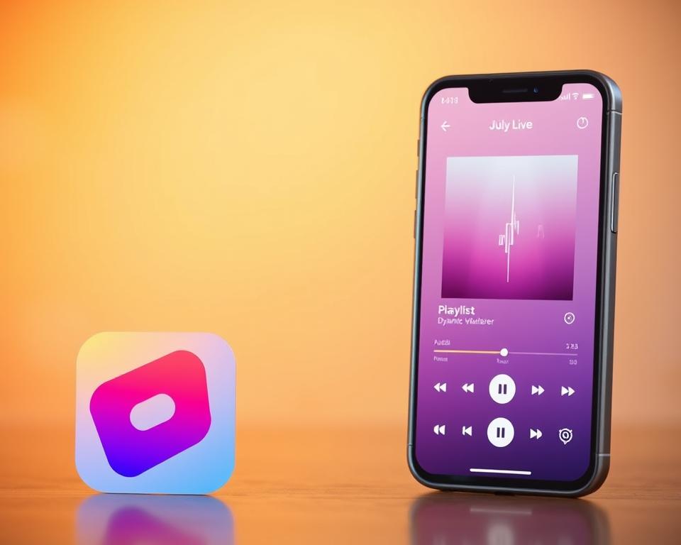 A minimalist music player app with a sleek, modern interface. The foreground features the app's logo, a simple geometric design in a vibrant, nostalgic color palette. The middle ground showcases the clean and intuitive user interface, highlighting the app's core features - music playback controls, a streamlined playlist, and a dynamic visualizer. The background has a soft, blurred gradient that conveys a sense of tranquility and focus, ideal for an immersive listening experience. Warm, ambient lighting creates a cozy, familiar atmosphere, evoking feelings of comfort and nostalgia. The overall composition emphasizes the app's core values of simplicity and functionality, making it the perfect companion for discovering timeless musical gems. A minimalist music player app with a sleek, modern interface. The foreground features the app's logo, a simple geometric design in a vibrant, nostalgic color palette. The middle ground showcases the clean and intuitive user interface, highlighting the app's core features - music playback controls, a streamlined playlist, and a dynamic visualizer. The background has a soft, blurred gradient that conveys a sense of tranquility and focus, ideal for an immersive listening experience. Warm, ambient lighting creates a cozy, familiar atmosphere, evoking feelings of comfort and nostalgia. The overall composition emphasizes the app's core values of simplicity and functionality, making it the perfect companion for discovering timeless musical gems.