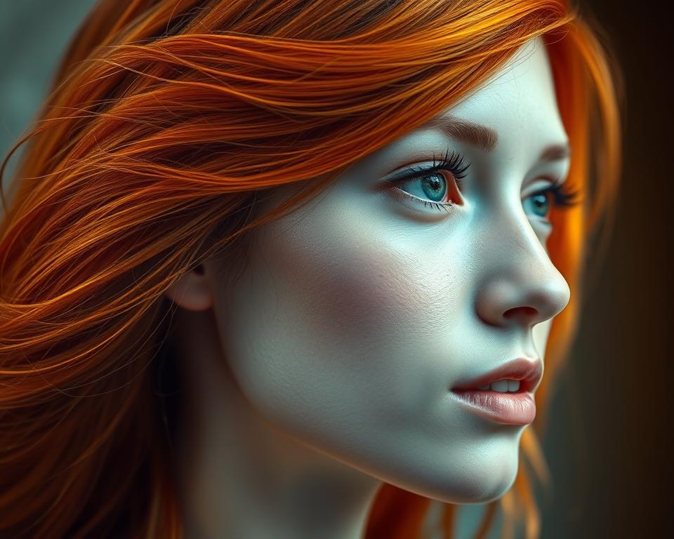 A stunning portrait of a person's head, captured in natural light with a shallow depth of field. The hair is vibrant and lifelike, with rich color tones and a soft, flowing texture. The skin appears smooth and luminous, with delicate features that convey a sense of realism and beauty. The background is slightly blurred, creating a sense of focus on the subject's face and hair. The overall mood is one of innovation and natural sophistication, reflecting the essence of the "VividAI: Inovação e realismo nos resultados" section. A stunning portrait of a person's head, captured in natural light with a shallow depth of field. The hair is vibrant and lifelike, with rich color tones and a soft, flowing texture. The skin appears smooth and luminous, with delicate features that convey a sense of realism and beauty. The background is slightly blurred, creating a sense of focus on the subject's face and hair. The overall mood is one of innovation and natural sophistication, reflecting the essence of the "VividAI: Inovação e realismo nos resultados" section.