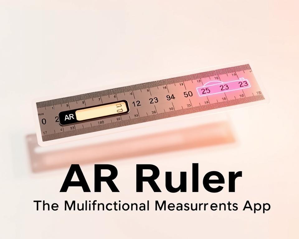A precision ruler app hovers above a clean, white background, casting a subtle shadow. The ruler's sleek, metallic design features distinct measurement markings and a translucent digital display. Vibrant AR overlays showcase the app's versatility, with measurements seamlessly integrated into the real-world environment. Warm, diffused lighting accentuates the ruler's high-tech aesthetic, creating a sense of sophistication and functionality. The composition emphasizes the app's user-friendly interface and accurate measurement capabilities, perfectly aligning with the section title "AR Ruler: The Multifunctional Measurement App". A precision ruler app hovers above a clean, white background, casting a subtle shadow. The ruler's sleek, metallic design features distinct measurement markings and a translucent digital display. Vibrant AR overlays showcase the app's versatility, with measurements seamlessly integrated into the real-world environment. Warm, diffused lighting accentuates the ruler's high-tech aesthetic, creating a sense of sophistication and functionality. The composition emphasizes the app's user-friendly interface and accurate measurement capabilities, perfectly aligning with the section title "AR Ruler: The Multifunctional Measurement App".