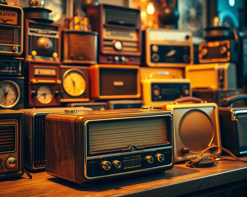 Radios internacionais musicas antigas: A captivating vintage radio display showcasing an eclectic collection of antique receivers, each housing a rich tapestry of nostalgic melodies from around the world. The scene is bathed in warm, soft lighting, casting a golden glow that accentuates the timeless elegance of the devices. In the foreground, a meticulously crafted retro radio stands out, its analog dials and knobs inviting the user to embark on a journey through the golden age of international music. The middle ground features a cluster of diverse radios, each with its unique design and cultural influence, while the background is subtly blurred, creating a sense of depth and transporting the viewer to a bygone era. The overall atmosphere exudes a profound sense of wonder and a yearning to rediscover the enchanting sounds of the past. Radios internacionais musicas antigas: A captivating vintage radio display showcasing an eclectic collection of antique receivers, each housing a rich tapestry of nostalgic melodies from around the world. The scene is bathed in warm, soft lighting, casting a golden glow that accentuates the timeless elegance of the devices. In the foreground, a meticulously crafted retro radio stands out, its analog dials and knobs inviting the user to embark on a journey through the golden age of international music. The middle ground features a cluster of diverse radios, each with its unique design and cultural influence, while the background is subtly blurred, creating a sense of depth and transporting the viewer to a bygone era. The overall atmosphere exudes a profound sense of wonder and a yearning to rediscover the enchanting sounds of the past.