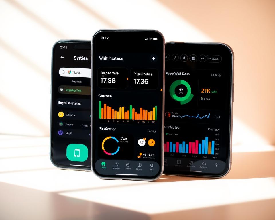 A brightly lit, vibrant and visually appealing interface of the mySugr diabetes management app, showcasing its intuitive and engaging design. The app's main dashboard is displayed, with clean and colorful visualizations of glucose levels, insulin doses, and other health metrics. The interface features smooth, rounded elements, bold typography, and a playful, motivational aesthetic that encourages users to stay on top of their diabetes management. The overall composition highlights the app's user-friendly and diabetes-friendly features, creating a sense of empowerment and control for the user.