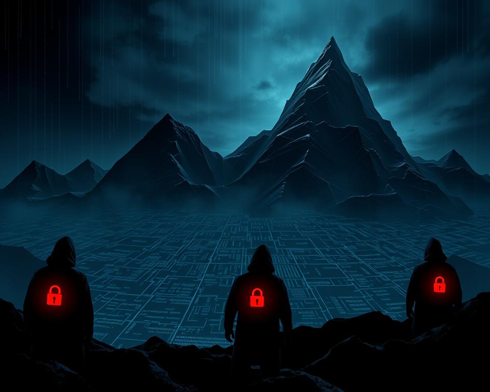 A dark, ominous digital landscape with various cybersecurity threats and vulnerabilities. In the foreground, a series of shadowy figures representing third-party applications, each with a glowing red aura, symbolizing the potential security risks they pose. In the middle ground, a complex maze of data streams and binary code, representing the interconnected nature of modern digital systems. In the background, a towering, jagged mountain range made of sharp, angular shapes, conveying a sense of foreboding and the formidable challenges of maintaining robust security. The lighting is harsh and dramatic, with deep shadows and highlights, creating a sense of tension and urgency. The overall mood is one of unease and the need for vigilance when it comes to safeguarding one's digital assets. A dark, ominous digital landscape with various cybersecurity threats and vulnerabilities. In the foreground, a series of shadowy figures representing third-party applications, each with a glowing red aura, symbolizing the potential security risks they pose. In the middle ground, a complex maze of data streams and binary code, representing the interconnected nature of modern digital systems. In the background, a towering, jagged mountain range made of sharp, angular shapes, conveying a sense of foreboding and the formidable challenges of maintaining robust security. The lighting is harsh and dramatic, with deep shadows and highlights, creating a sense of tension and urgency. The overall mood is one of unease and the need for vigilance when it comes to safeguarding one's digital assets.