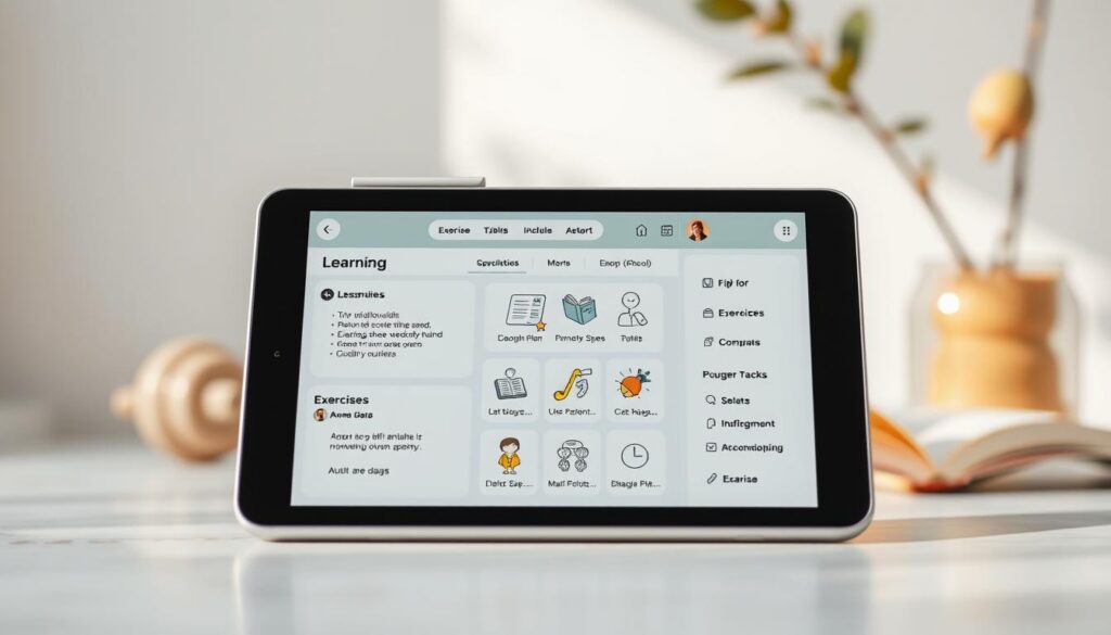 interface do aplicativo de alfabetização para adultos