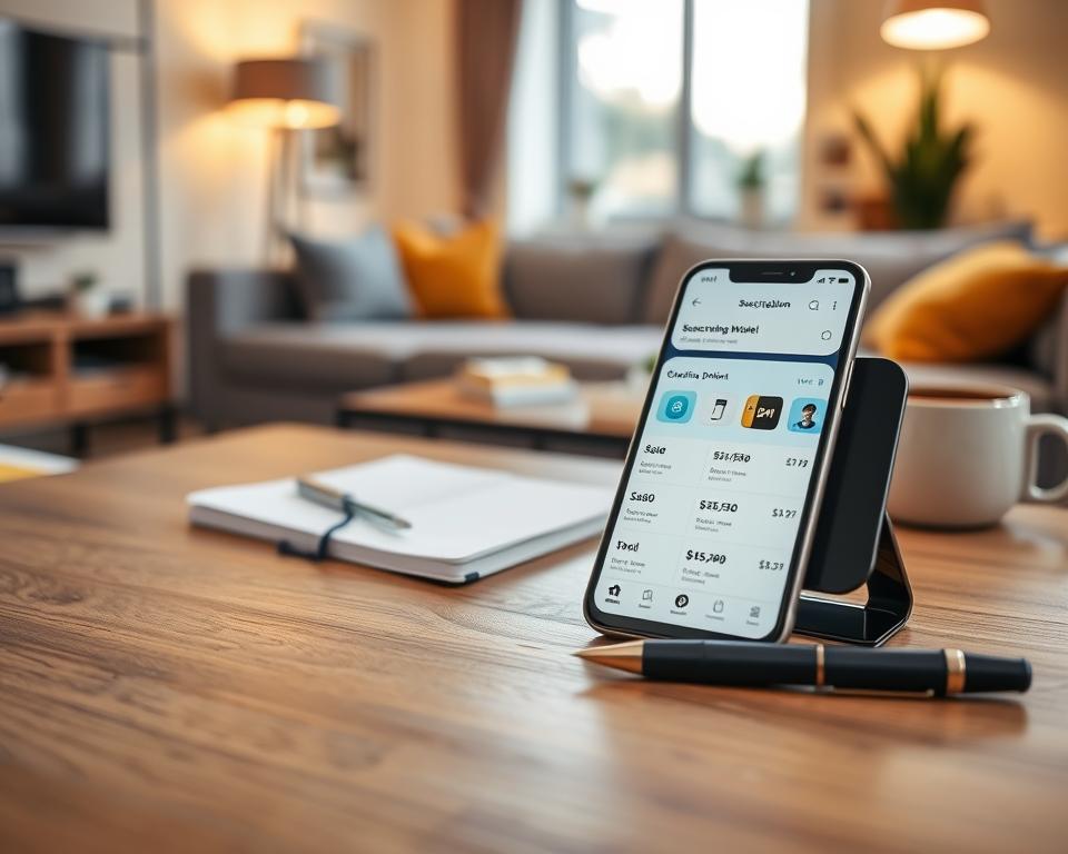 A sleek, modern smartphone displaying a subscription model interface for a streaming app, set against a stylish wooden desk. In the foreground, show the phone with a vibrant screen showcasing various subscription options featuring contrasting colors like gold, silver, and blue for clarity. The middle ground includes a notepad and a stylish pen, hinting at user planning. In the background, a soft-focus modern living room with cozy lighting creates a welcoming atmosphere. Capture the scene using a warm color palette, with natural light coming from a window to enhance the inviting mood. Aim for a clean, professional aesthetic that reflects the concept of subscription options for a streaming service, ensuring the image is Safe For Work without any text or overlays. A sleek, modern smartphone displaying a subscription model interface for a streaming app, set against a stylish wooden desk. In the foreground, show the phone with a vibrant screen showcasing various subscription options featuring contrasting colors like gold, silver, and blue for clarity. The middle ground includes a notepad and a stylish pen, hinting at user planning. In the background, a soft-focus modern living room with cozy lighting creates a welcoming atmosphere. Capture the scene using a warm color palette, with natural light coming from a window to enhance the inviting mood. Aim for a clean, professional aesthetic that reflects the concept of subscription options for a streaming service, ensuring the image is Safe For Work without any text or overlays.