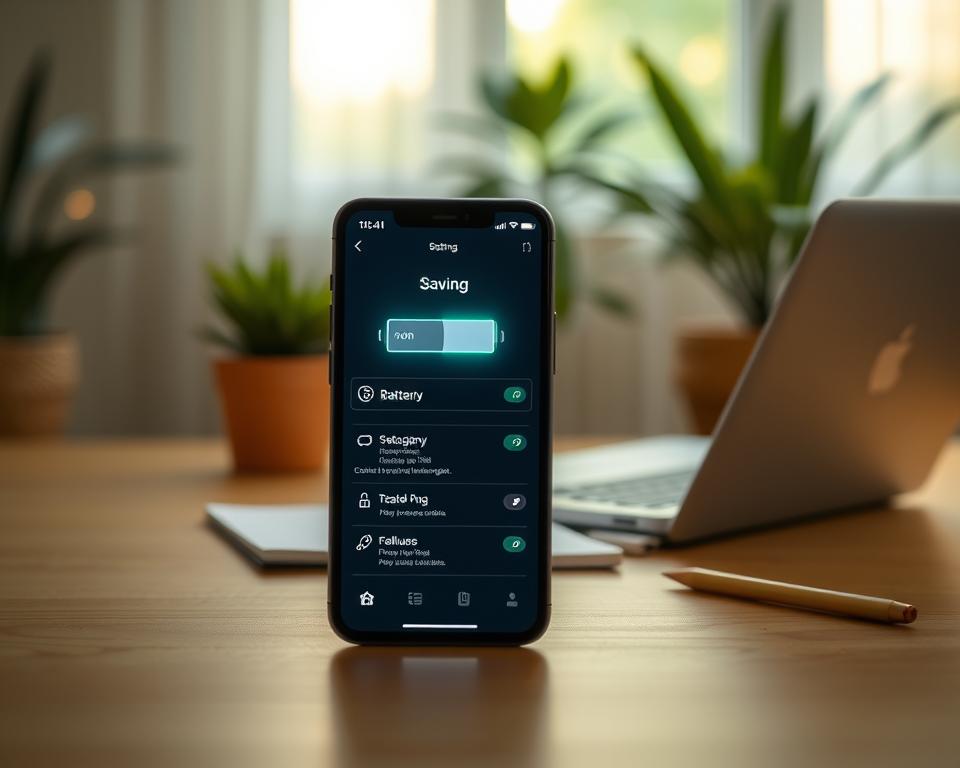 Configurações de economia de bateria smartphone