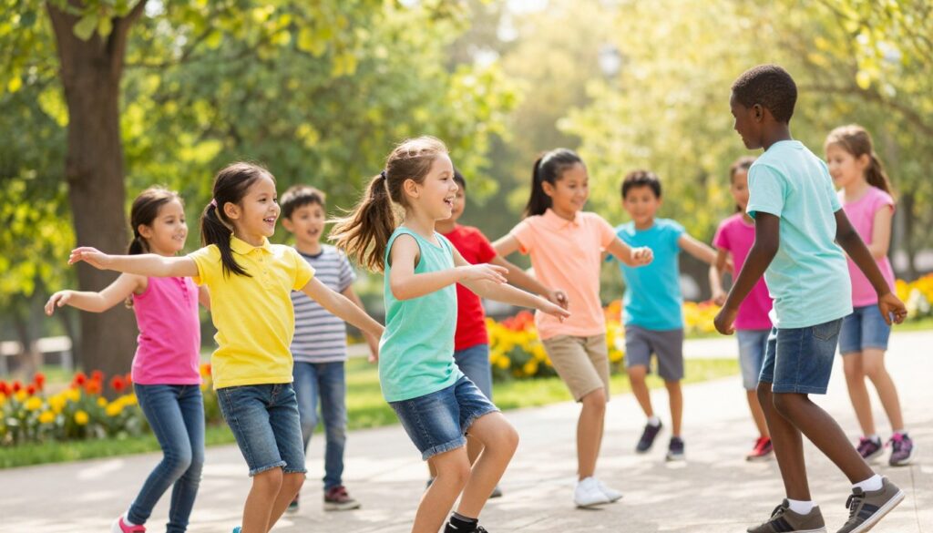 registro de crianças dançando