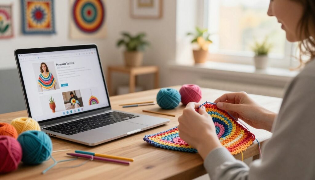 tutoriais de crochê online no aplicativo