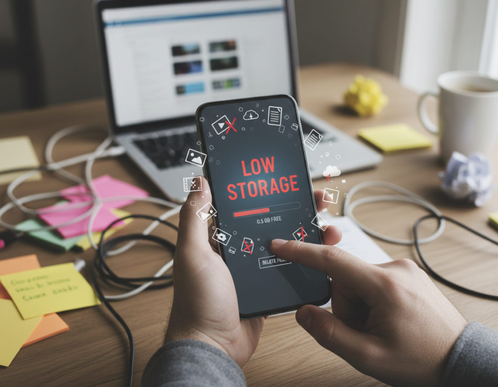 Smartphone com problemas de memória e armazenamento