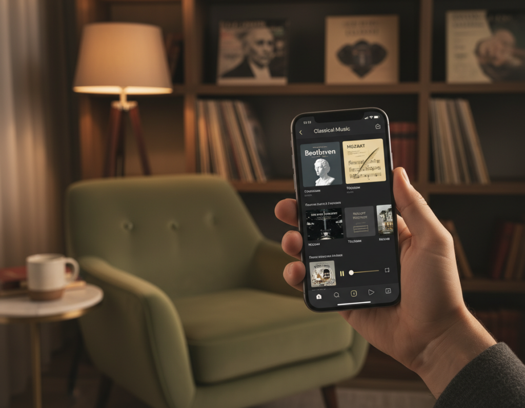 streaming de músicas clássicas no smartphone