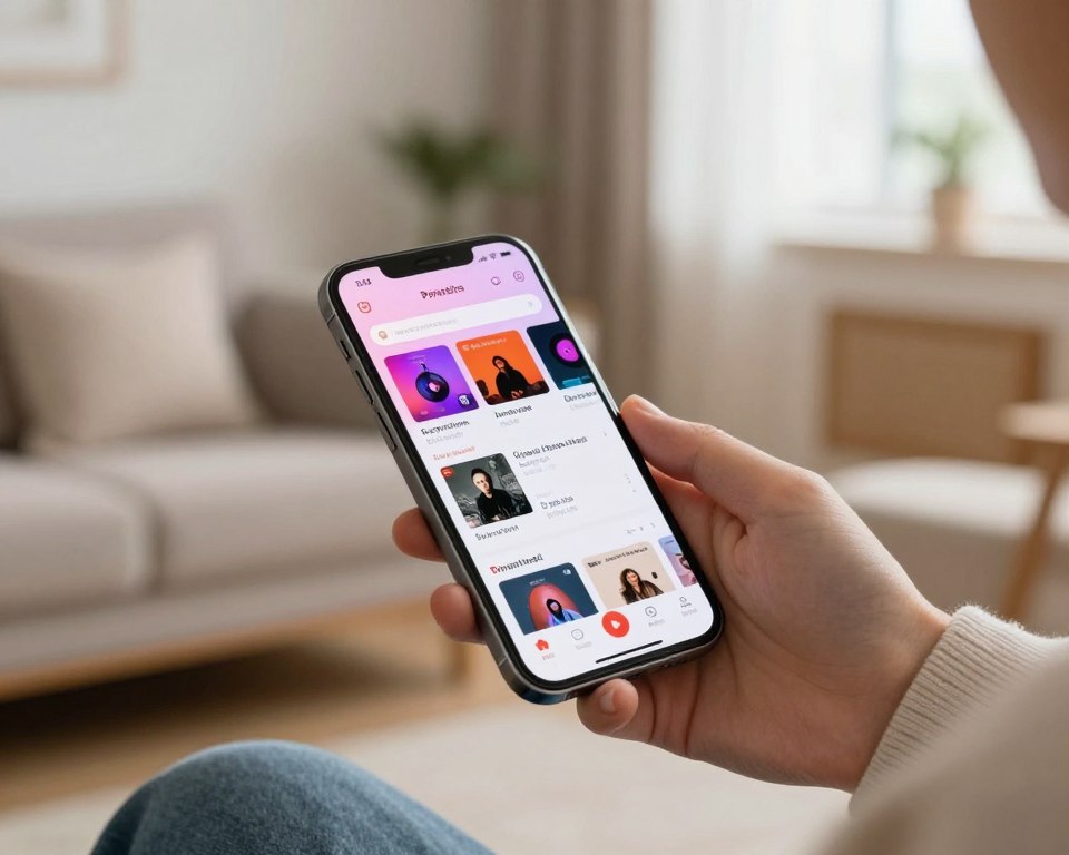 tela de aplicativo de música no celular