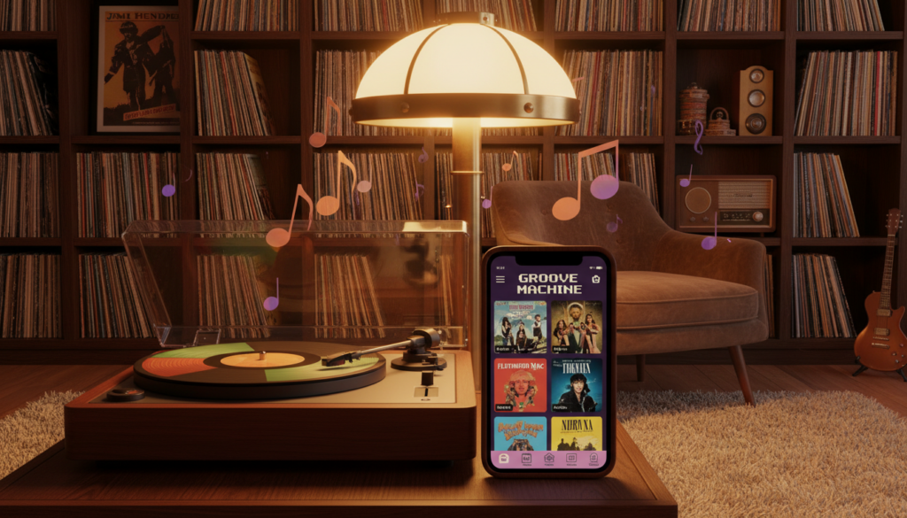 app para ouvir músicas vintage com playlists organizadas por décadas