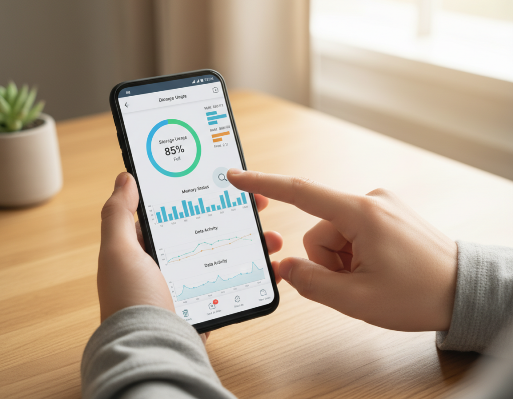 diagnóstico preciso do armazenamento do celular