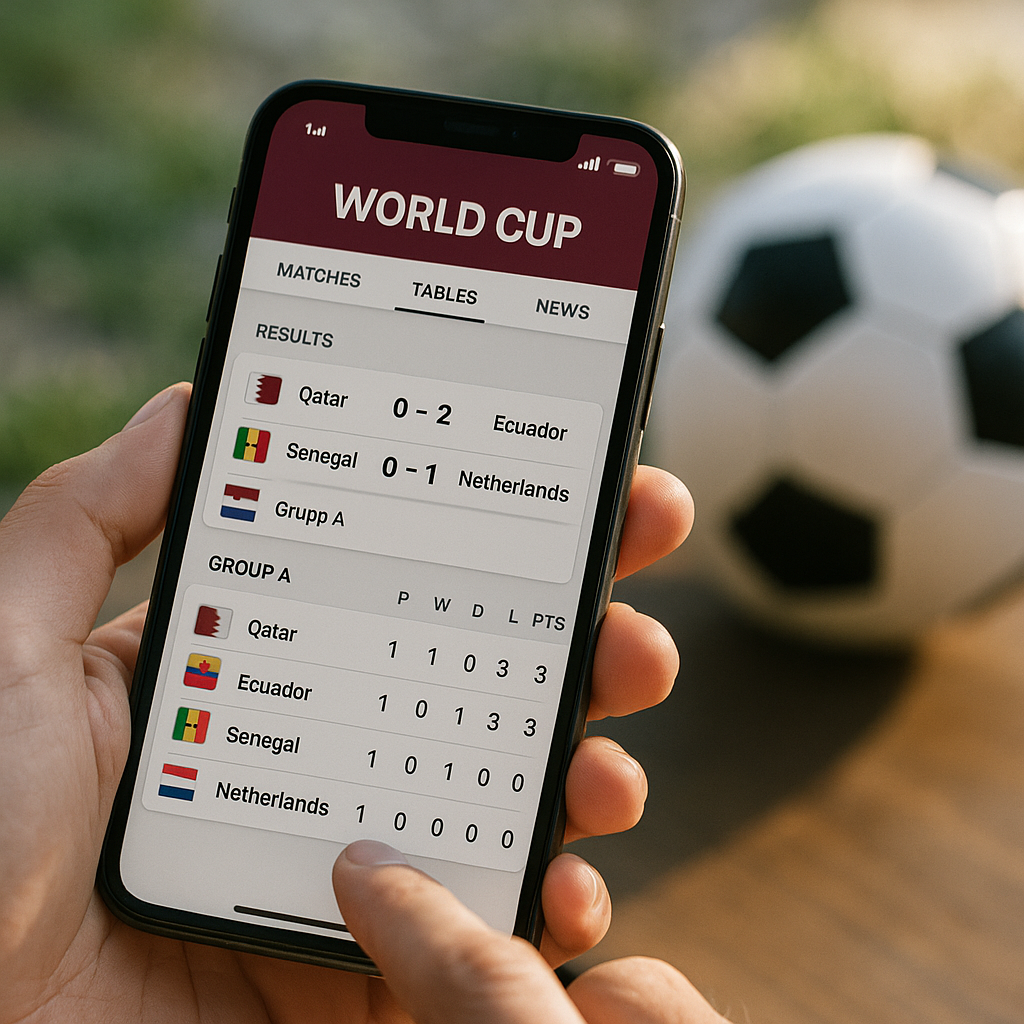 App Copa do Mundo: Tabelas e Placares ao Vivo