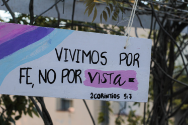 a sign hanging from the side of a tree — Foto por Iván Mezzetti na Unsplash