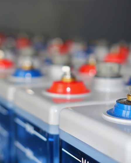 Rows of batteries with red and blue terminals. — Foto por Vanya Smythe na Unsplash
